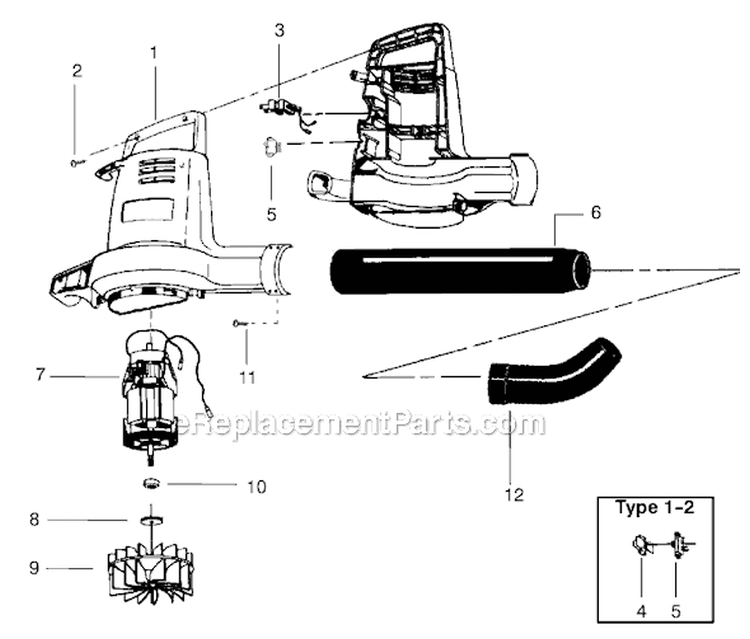 Page A Diagram and Parts List for 2525 Type 2 Weed Eater Leaf Blower / Vacuum